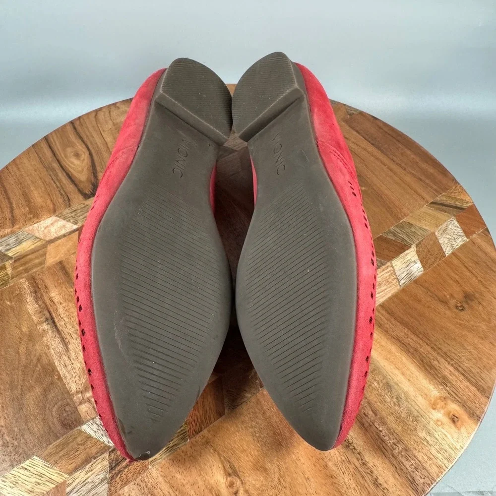 Vionic Posey Red Suede‎ Perforated Ballet Flats Women's Size 5